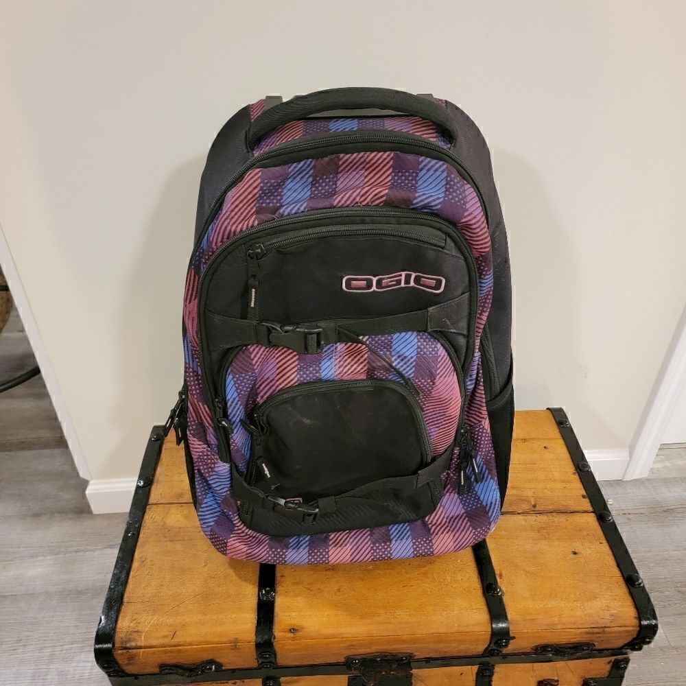 OGIO Travel Rolling Backpack plaid